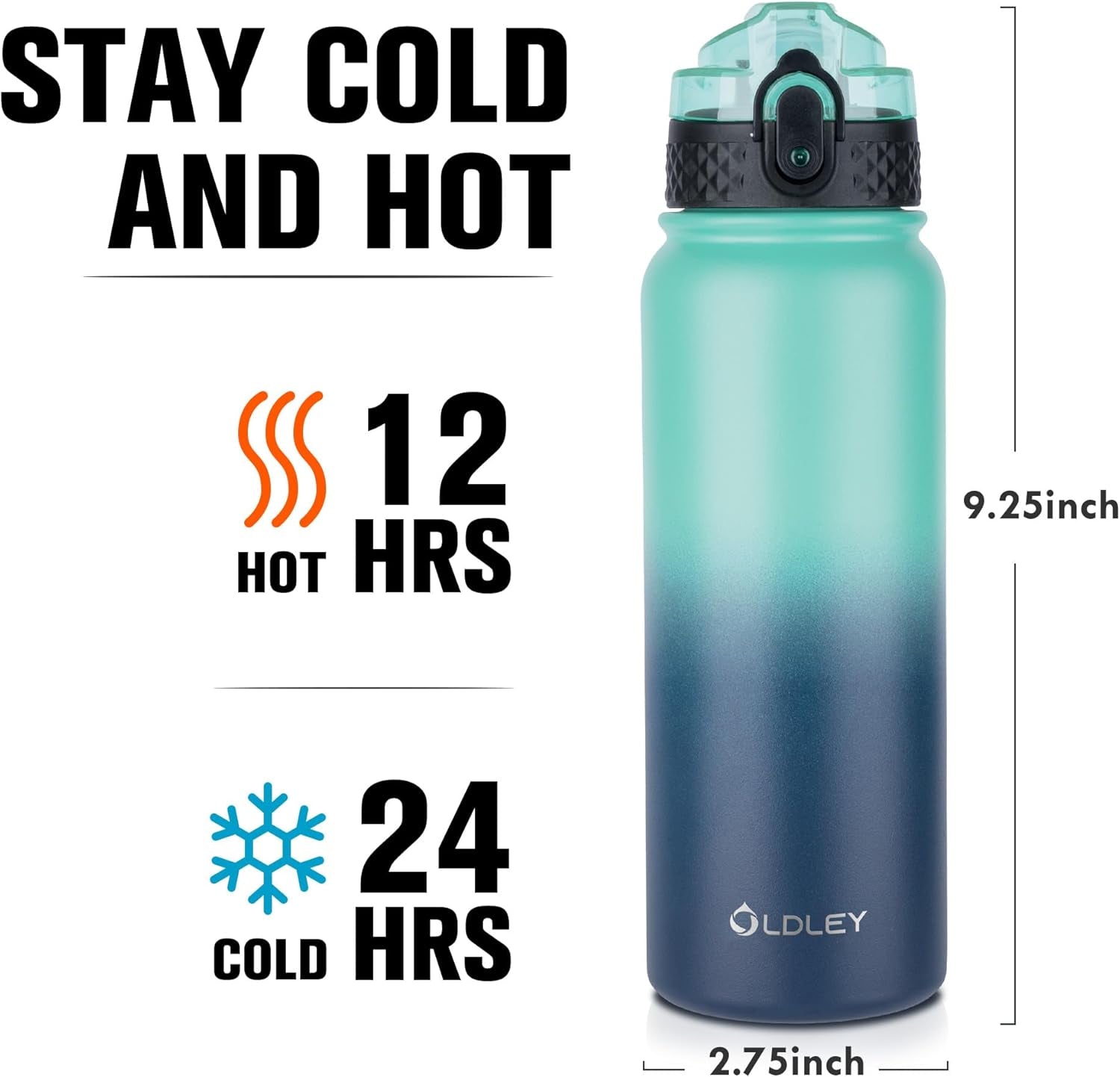 20Oz Insulated Stainless Steel Water Bottle with 3 Lids - Perfect for Kids & Adults, BPA Free, Leak-Proof, Ideal for School & Travel