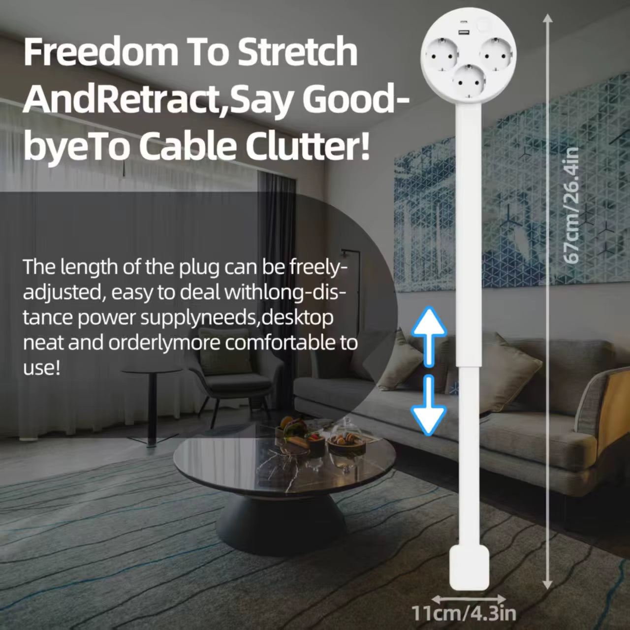  New Electrical Outlet Extender Plug Wall Outlet Extender Extendable Wall Socket Rotatable Folding Portable Power Socket