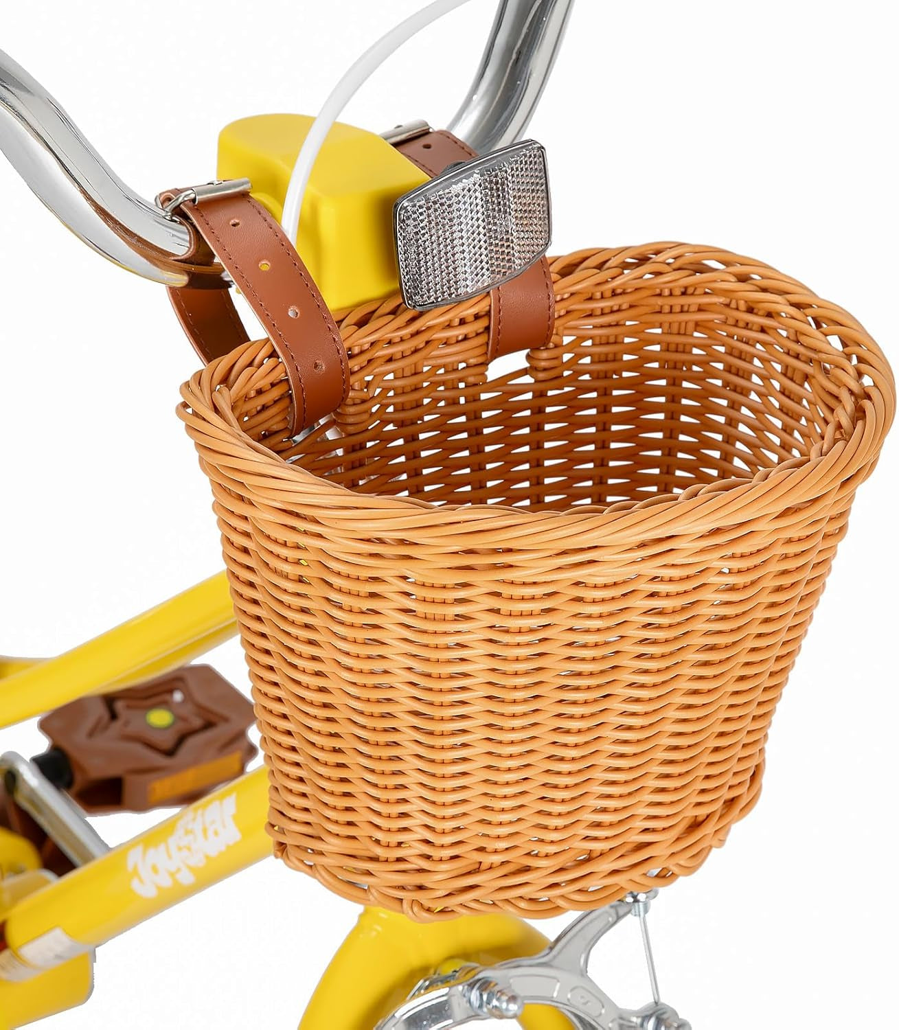 Retro Kids Bicycle with Training Wheels & Basket (12–20 Inch) for Ages 2–12 | Adjustable Steel Frame, Dual Brakes, Beginner-Friendly Ride – Yellow