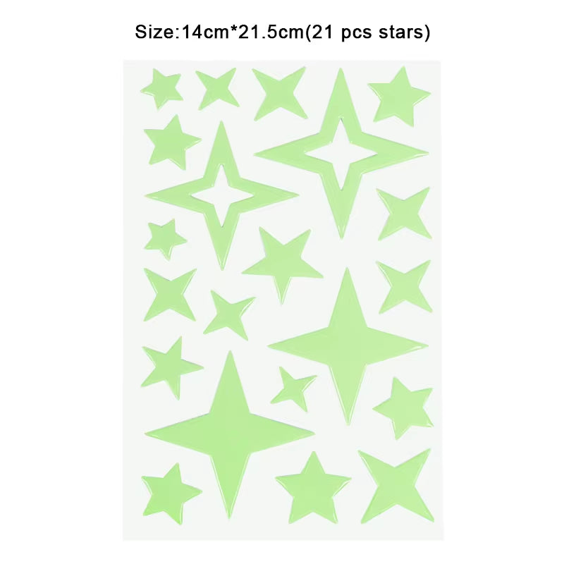 Luminous 3D Stars Dots Wall Sticker for Kids Room Bedroom Home Decoration Glow in the Dark Moon Decal Fluorescent DIY Stickers
