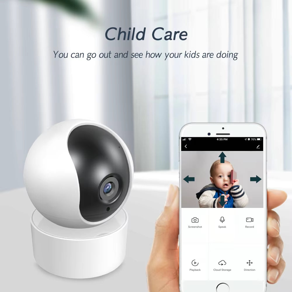 2MP 1080P Tuya IP WiFi Camera with Two-Way Audio, Night Vision, and Smart Life App – Indoor Security & Baby Monitor