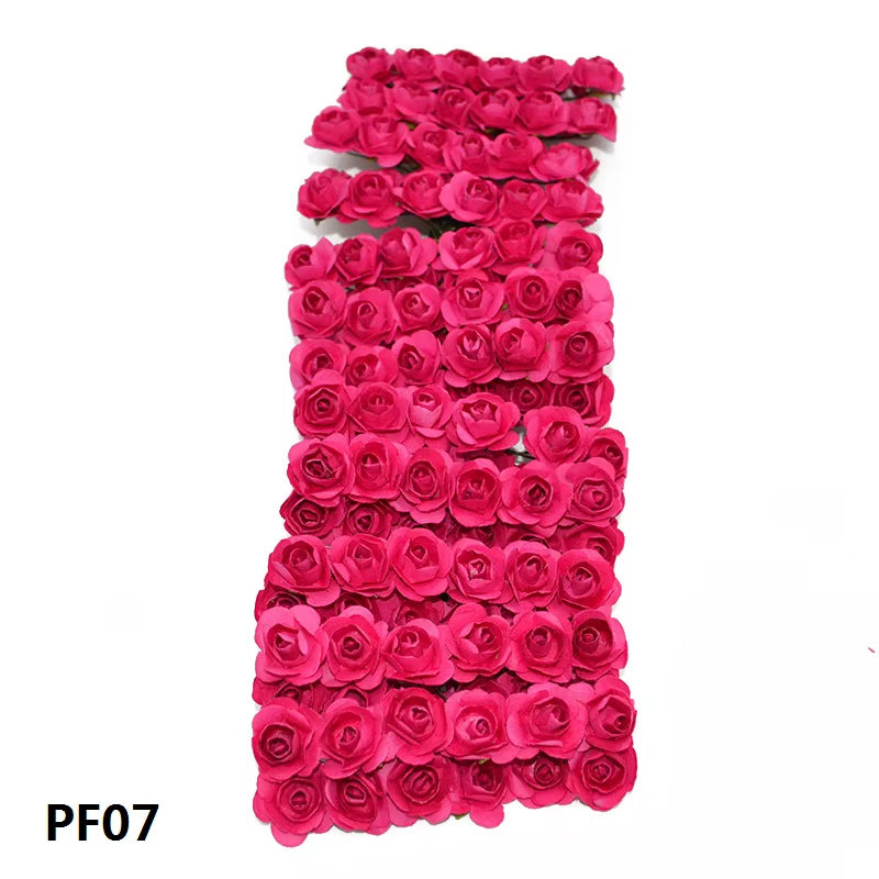 72Pcs/Lot 2CM Multicolor Paper Artificial Flowers Mini Rose Flower Head Wedding Bouquet Scrapbooking Party Home Decoration