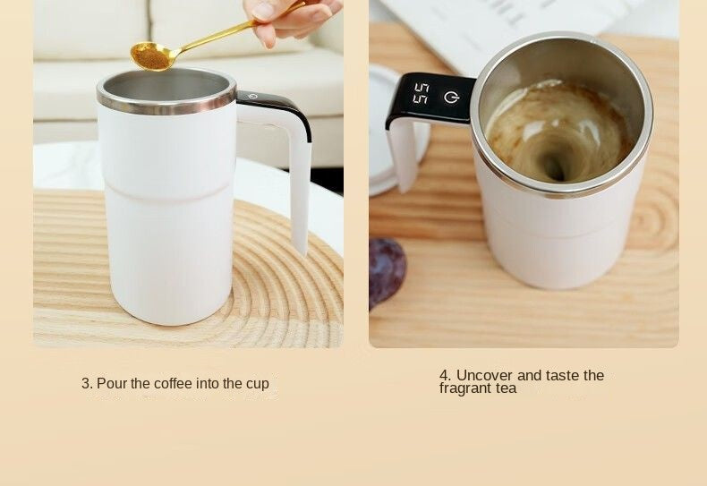 380ML Electric Self-Stirring Coffee Mug – Rechargeable Magnetic Mixing Cup with Temperature Display
