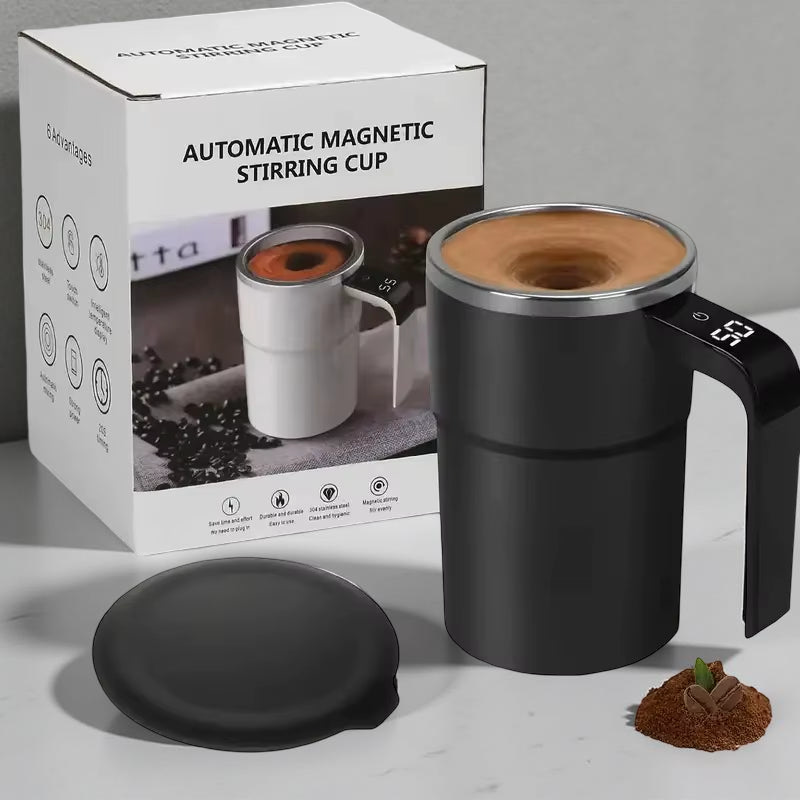 380ML Electric Self-Stirring Coffee Mug – Rechargeable Magnetic Mixing Cup with Temperature Display