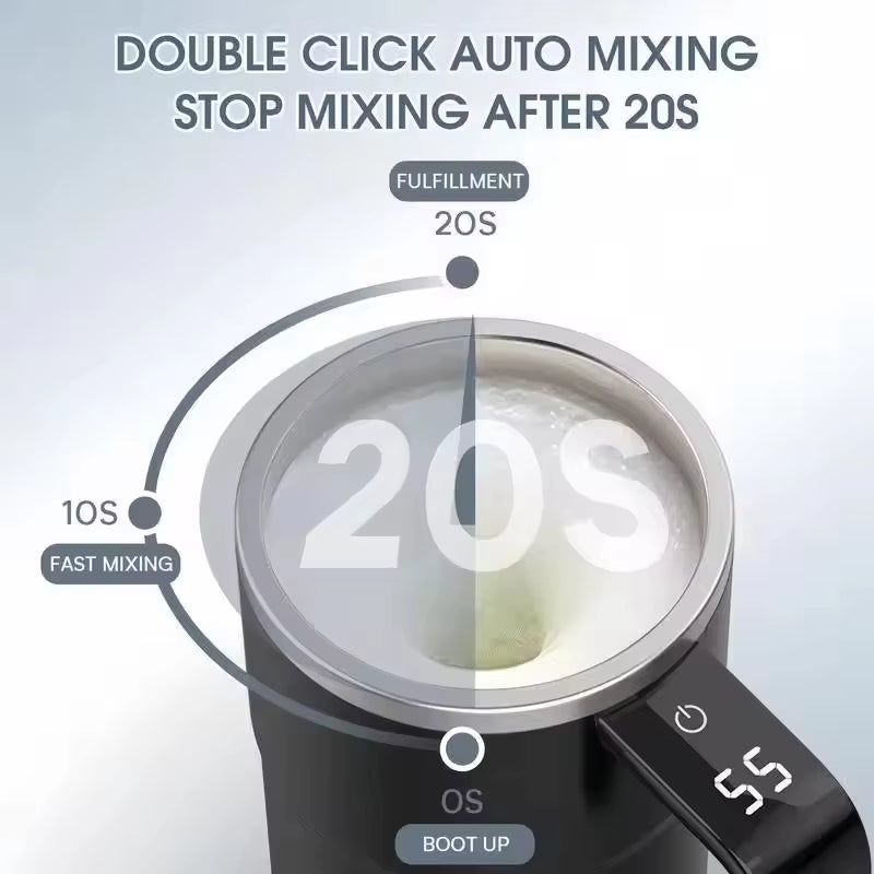 380ML Electric Self-Stirring Coffee Mug – Rechargeable Magnetic Mixing Cup with Temperature Display