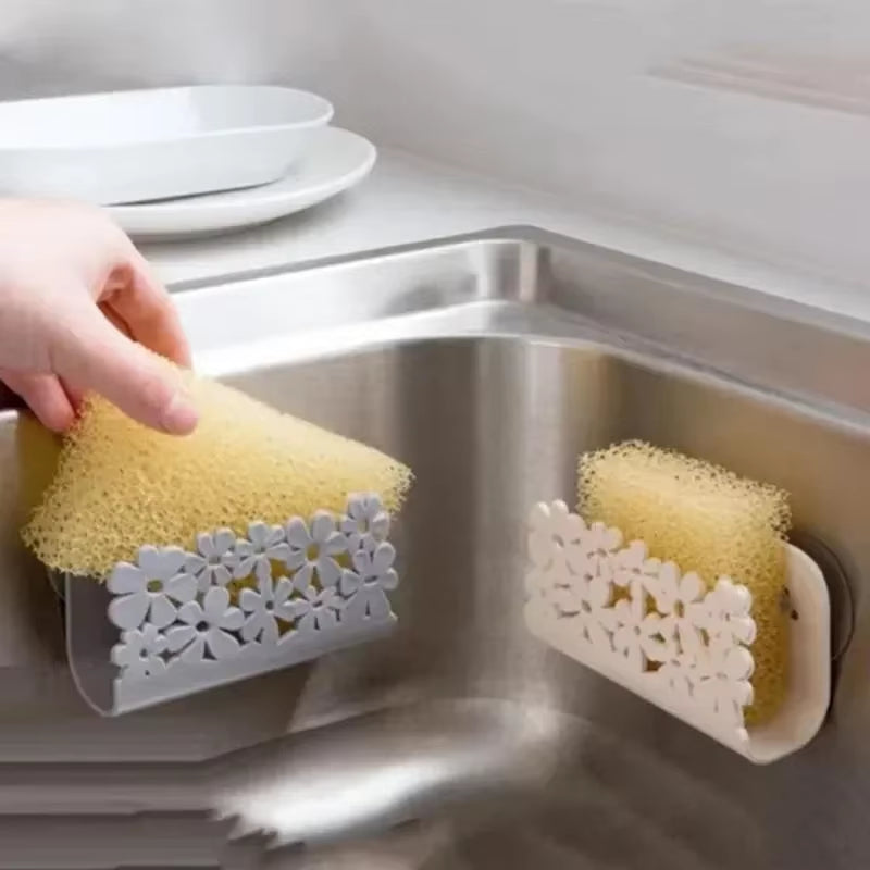 Dish Cloth and Sponge Holder Rack – Suction Cup Kitchen & Bathroom Storage Clip for Rags and Cleaning Tools