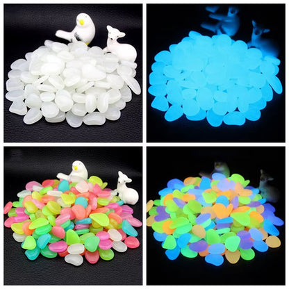 25/50Pcs Glow in the Dark Garden Pebbles Glow Stones Rocks for Walkways Garden Path Patio Lawn Garden Yard Decor Luminous Stones
