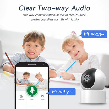2MP 1080P Tuya IP WiFi Camera with Two-Way Audio, Night Vision, and Smart Life App – Indoor Security & Baby Monitor