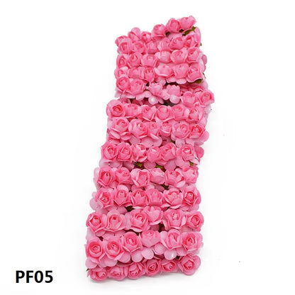 72Pcs/Lot 2CM Multicolor Paper Artificial Flowers Mini Rose Flower Head Wedding Bouquet Scrapbooking Party Home Decoration