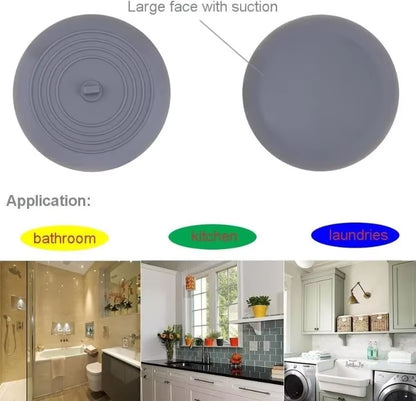 6 Inches Large Silicone Drain Plug Hair Stopper Flat Suction Cover Tub Stopper Leakage-Proof Drain Cover Bathroom Accessories