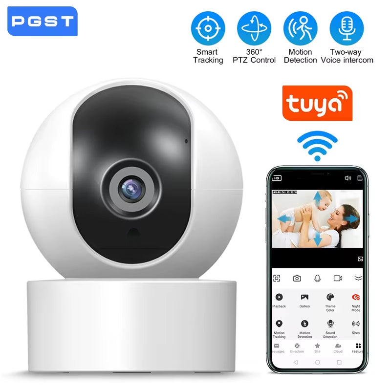 2MP 1080P Tuya IP WiFi Camera with Two-Way Audio, Night Vision, and Smart Life App – Indoor Security & Baby Monitor