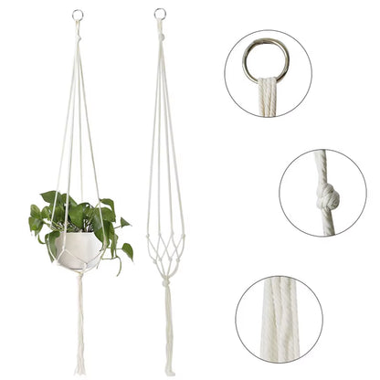 Handmade Flower Hanging Pot Rope Net Macrame Plant Hanger Flower Pot for Home Wall Decoration Courtyard Garden Planter Basket