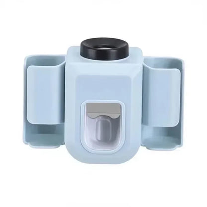 Double Hole Toothbrush Holder & Toothpaste Organizer – Punch-Free Wall Mount Bathroom Stand