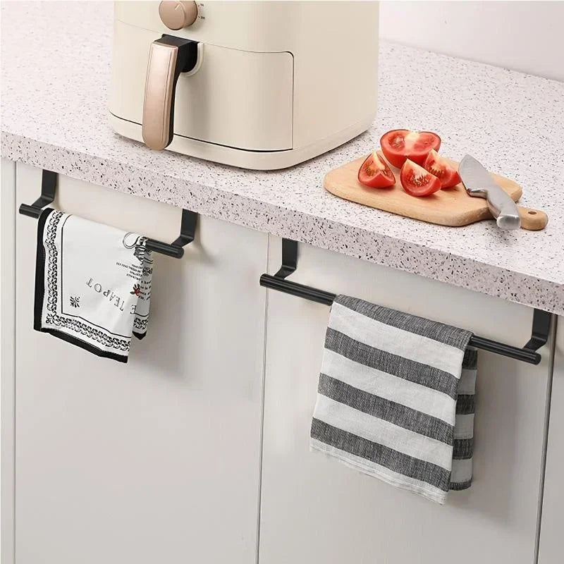 Over-Cabinet Towel Rack Organizer – Stainless Steel Punch-Free Towel Rod for Bathroom & Kitchen Storage (S/L)