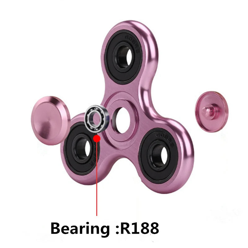 70Mm Triangle Finger Aluminum Alloy Metal Spinner No Box R188 Bearing Turn for 3-4 Minutes Child Toys Decompression Toy Spinner