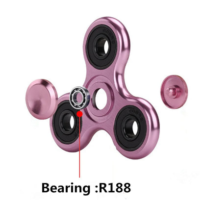 70Mm Triangle Finger Aluminum Alloy Metal Spinner No Box R188 Bearing Turn for 3-4 Minutes Child Toys Decompression Toy Spinner