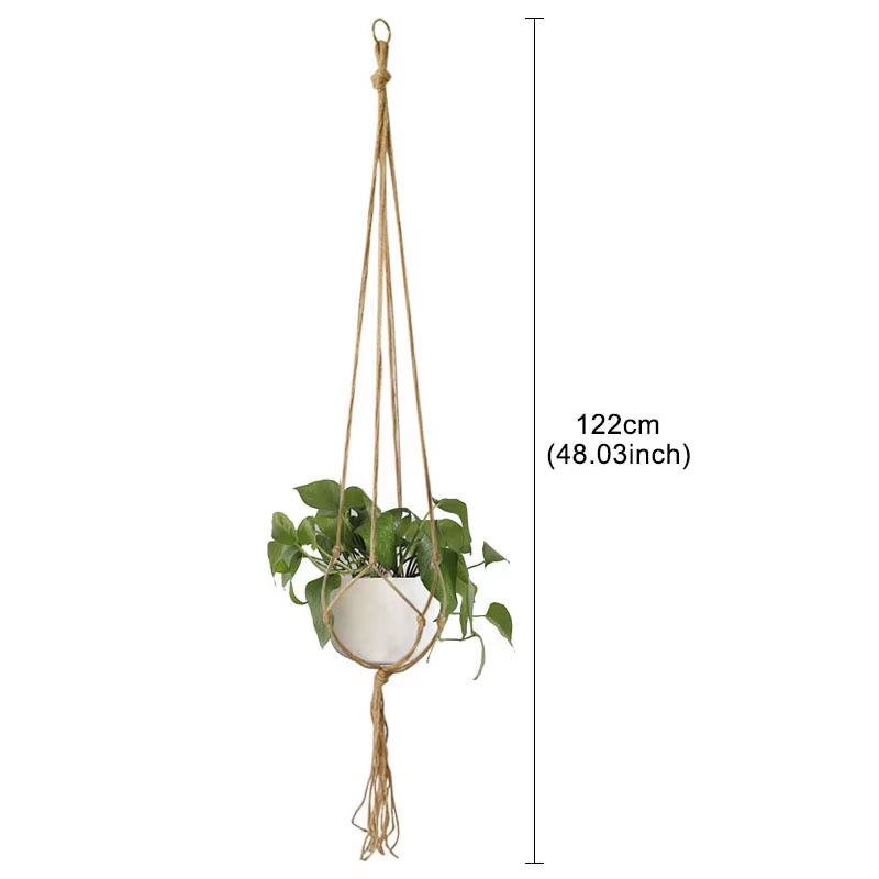Handmade Flower Hanging Pot Rope Net Macrame Plant Hanger Flower Pot for Home Wall Decoration Courtyard Garden Planter Basket