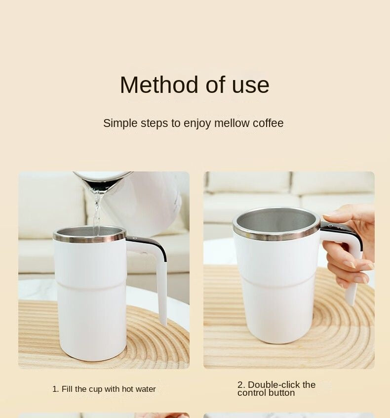 380ML Electric Self-Stirring Coffee Mug – Rechargeable Magnetic Mixing Cup with Temperature Display