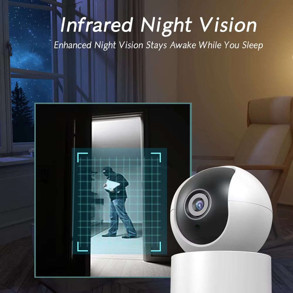 2MP 1080P Tuya IP WiFi Camera with Two-Way Audio, Night Vision, and Smart Life App – Indoor Security & Baby Monitor