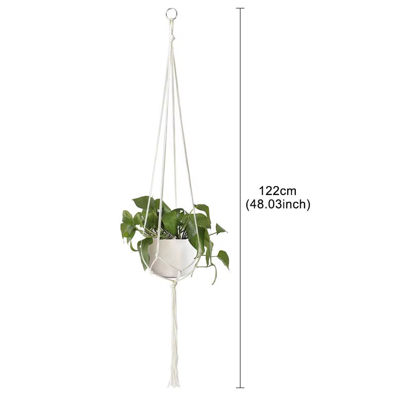 Handmade Flower Hanging Pot Rope Net Macrame Plant Hanger Flower Pot for Home Wall Decoration Courtyard Garden Planter Basket