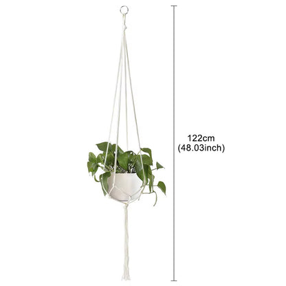 Handmade Flower Hanging Pot Rope Net Macrame Plant Hanger Flower Pot for Home Wall Decoration Courtyard Garden Planter Basket