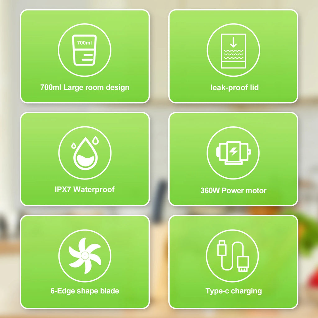 700ML Electric Portable Juicer – USB Rechargeable Smoothie & Shake Blender