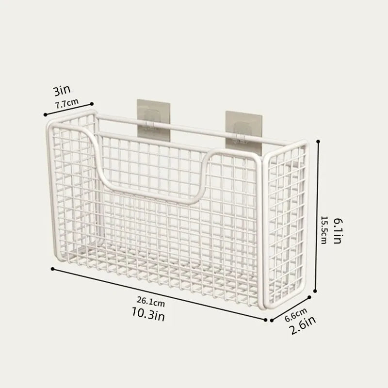 Punch-Free Kitchen Cabinet Storage Rack | Wall-Mounted Iron & Plastic Wrap Organizer for Cabinets, Bathroom & Refrigerator