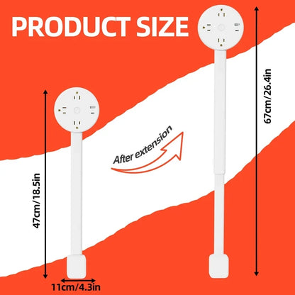 Rotates 180° Electrical Outlet Extender Adjustable Length Extension Cable US Plug Home Wall Desktop Ground Electric Socket