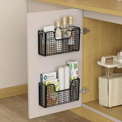 Punch-Free Kitchen Cabinet Storage Rack | Wall-Mounted Iron & Plastic Wrap Organizer for Cabinets, Bathroom & Refrigerator