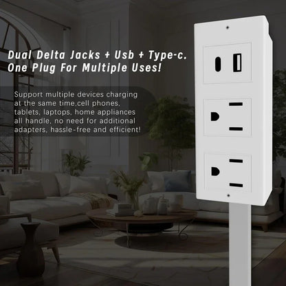 Rotates 180° Electrical Outlet Extender Adjustable Length Extension Cable US Plug Home Wall Desktop Ground Electric Socket