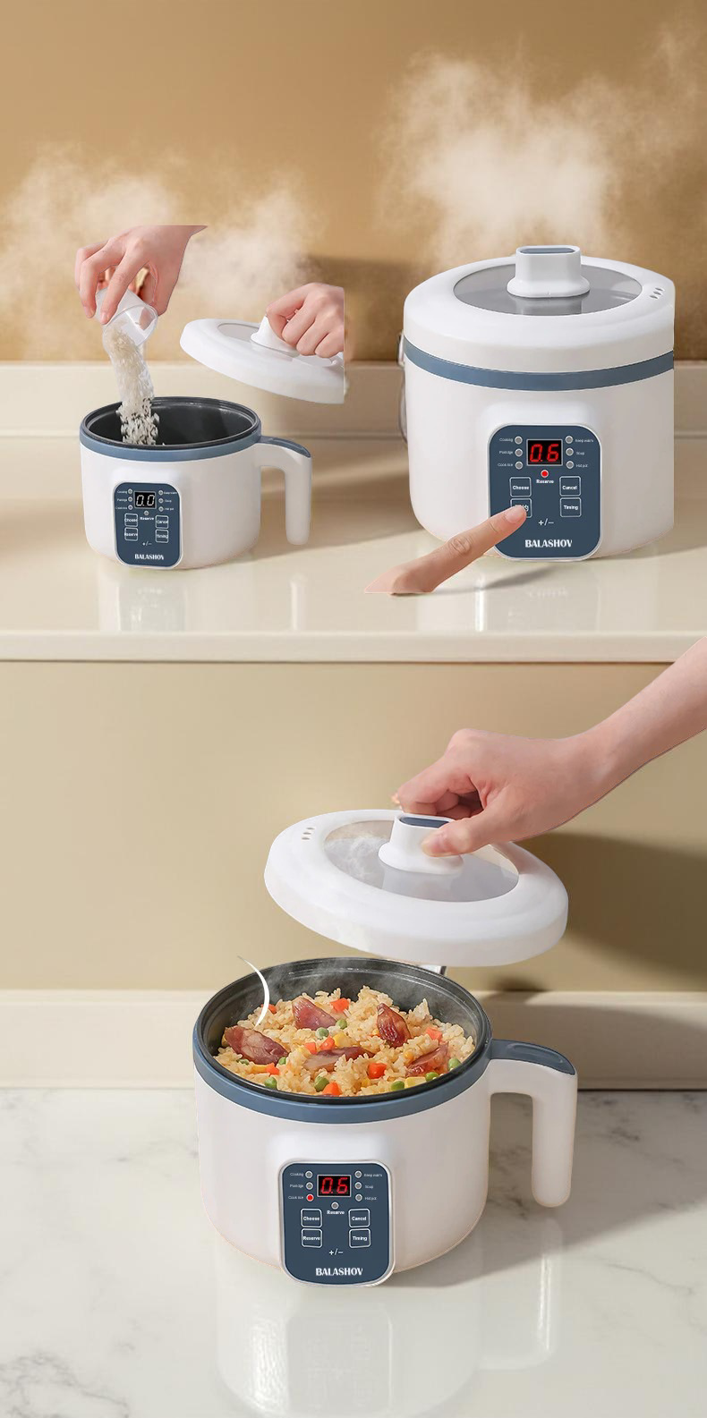 1.7L Electric Rice Cooker Single Double Layer 220V Multi Cooker Non-Stick Smart Mechanical Multicooker Steamed Rice Pot for Home