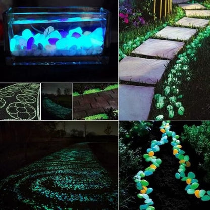25/50Pcs Glow in the Dark Garden Pebbles Glow Stones Rocks for Walkways Garden Path Patio Lawn Garden Yard Decor Luminous Stones