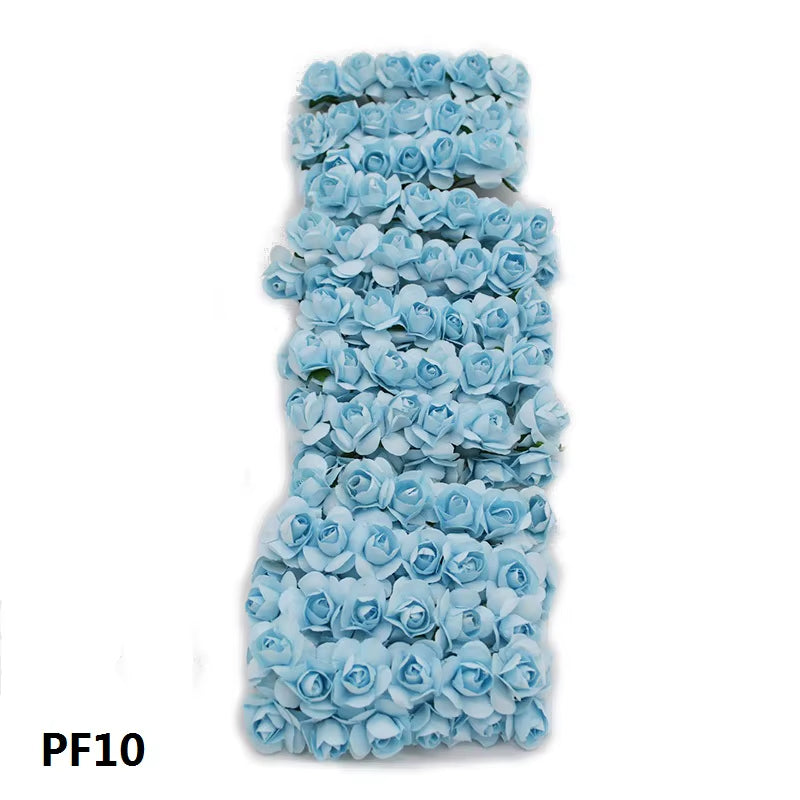 72Pcs/Lot 2CM Multicolor Paper Artificial Flowers Mini Rose Flower Head Wedding Bouquet Scrapbooking Party Home Decoration