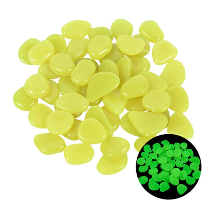 25/50Pcs Glow in the Dark Garden Pebbles Glow Stones Rocks for Walkways Garden Path Patio Lawn Garden Yard Decor Luminous Stones
