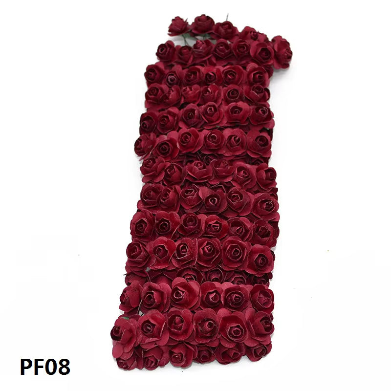 72Pcs/Lot 2CM Multicolor Paper Artificial Flowers Mini Rose Flower Head Wedding Bouquet Scrapbooking Party Home Decoration