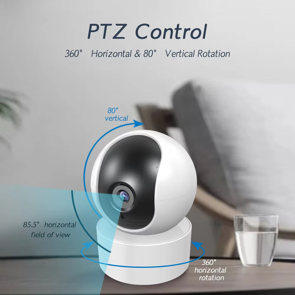 2MP 1080P Tuya IP WiFi Camera with Two-Way Audio, Night Vision, and Smart Life App – Indoor Security & Baby Monitor