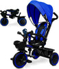 7-in-1 Grow-With-Me Toddler Tricycle Stroller for Ages 18 Months–5 Years with Rotatable Seat, Adjustable Push Handle, Folding Design, Canopy & Cup Holder – Blue
