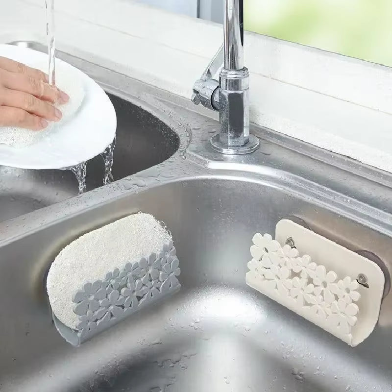 Dish Cloth and Sponge Holder Rack – Suction Cup Kitchen & Bathroom Storage Clip for Rags and Cleaning Tools