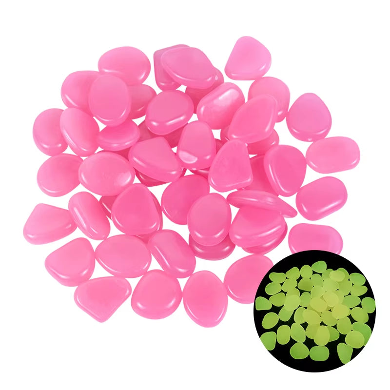 25/50Pcs Glow in the Dark Garden Pebbles Glow Stones Rocks for Walkways Garden Path Patio Lawn Garden Yard Decor Luminous Stones