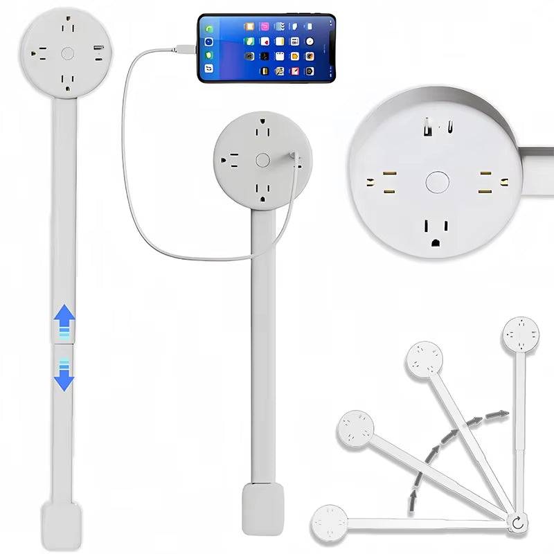  New Electrical Outlet Extender Plug Wall Outlet Extender Extendable Wall Socket Rotatable Folding Portable Power Socket