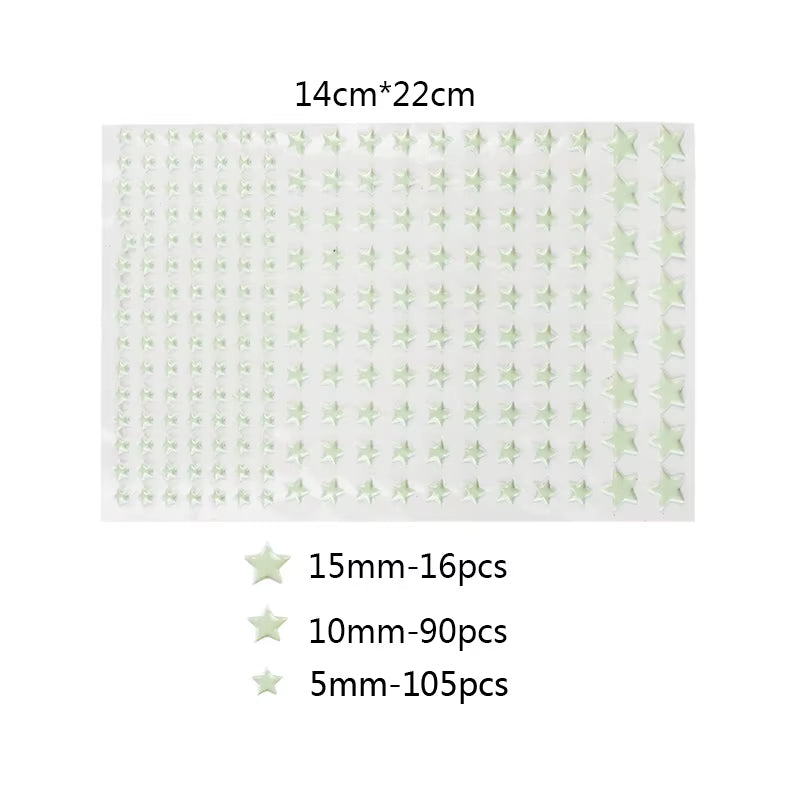 Luminous 3D Stars Dots Wall Sticker for Kids Room Bedroom Home Decoration Glow in the Dark Moon Decal Fluorescent DIY Stickers