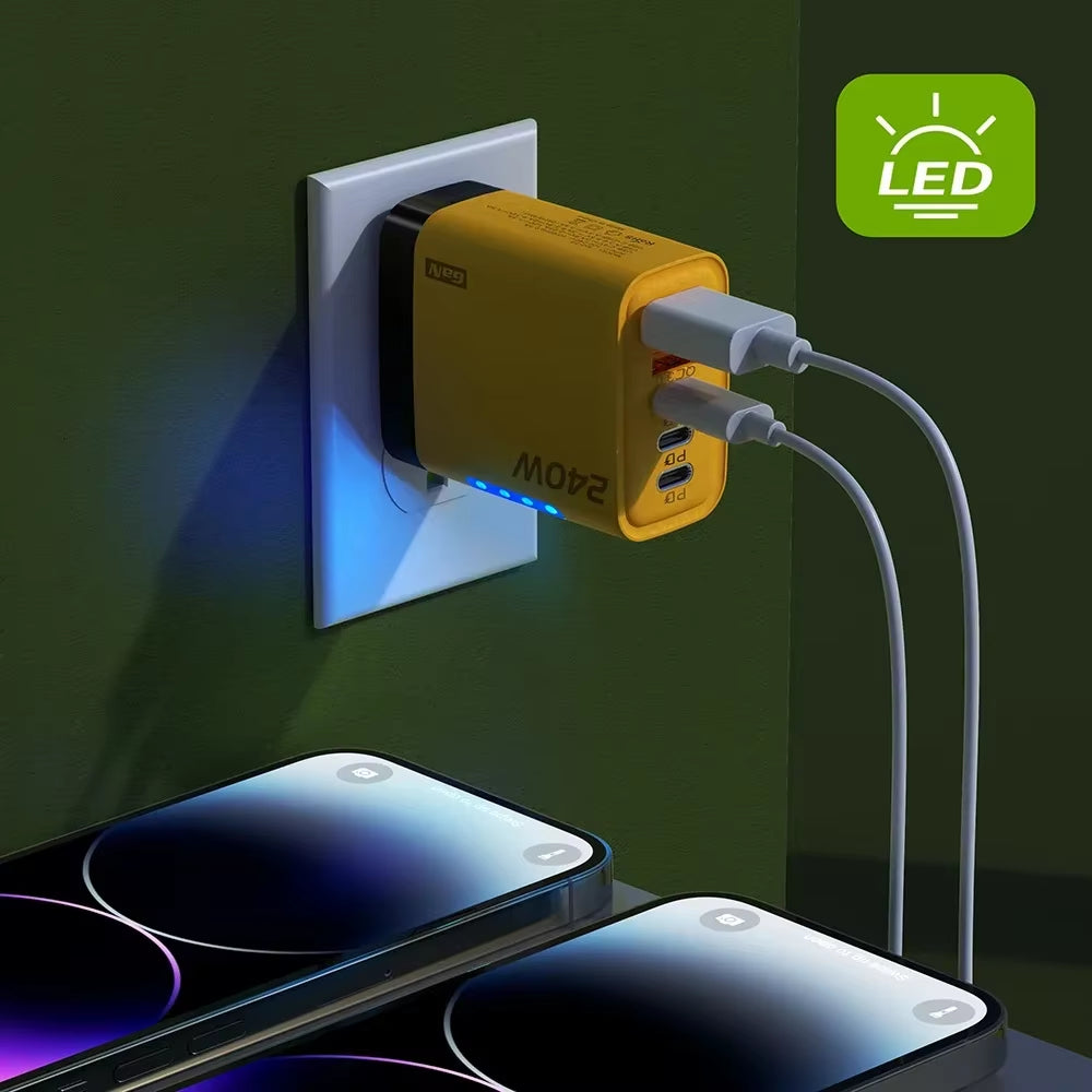 5 Ports USB C PD Charger Quick Charge 3.0 Type C USB Phone Chargers Fast Charging Adapter for Iphone 16 15 Samsung Xiaomi Huawei