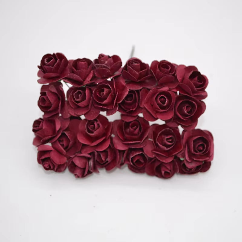 72Pcs/Lot 2CM Multicolor Paper Artificial Flowers Mini Rose Flower Head Wedding Bouquet Scrapbooking Party Home Decoration
