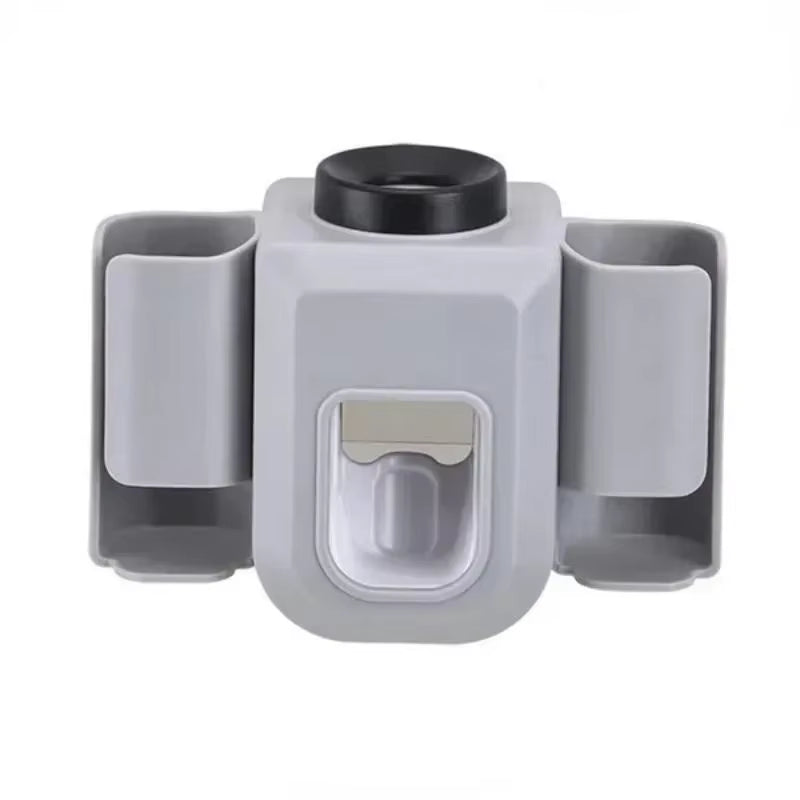 Double Hole Toothbrush Holder & Toothpaste Organizer – Punch-Free Wall Mount Bathroom Stand