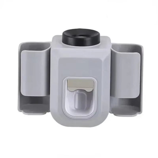 Double Hole Toothbrush Holder & Toothpaste Organizer – Punch-Free Wall Mount Bathroom Stand