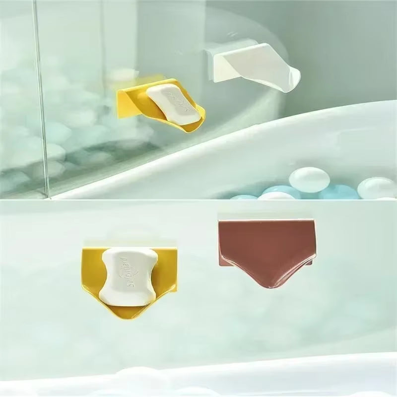 Wall-Mounted Self-Draining Soap Holder – Adhesive Bathroom & Shower Storage